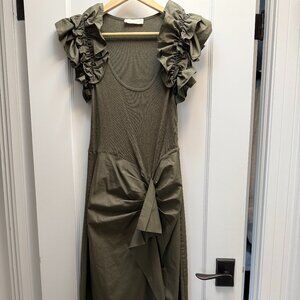 Ulla Johnson Isabella Midi Dress in Military Melange - Size Small